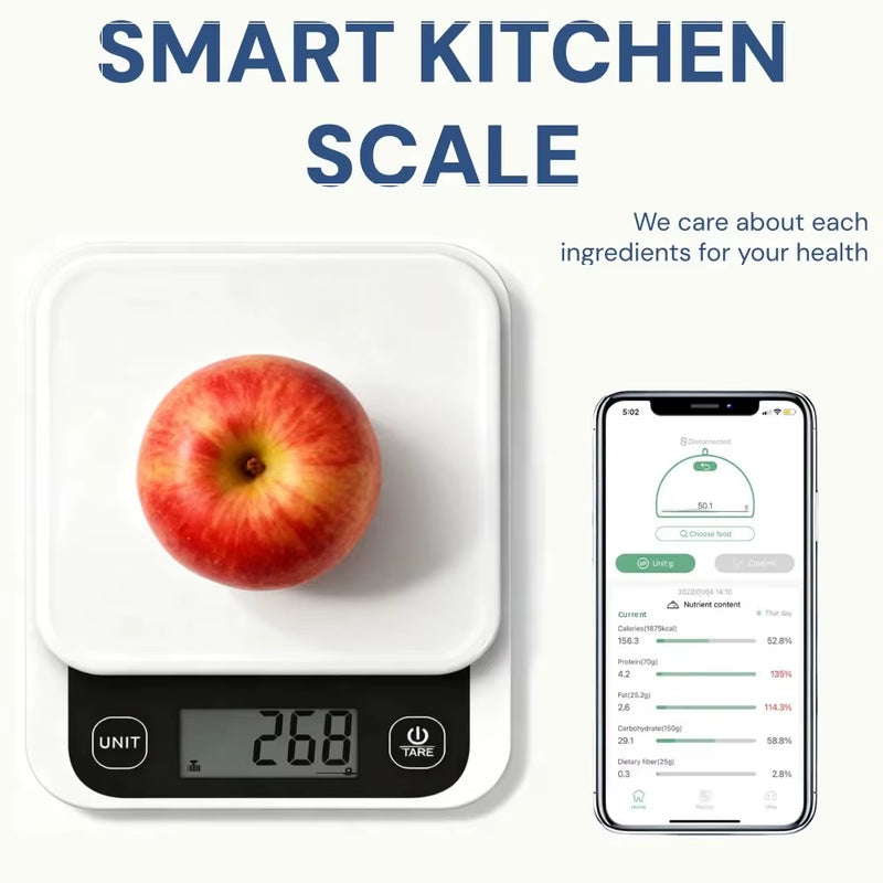 Smart Bluetooth Kitchen Scale 0.1G Precision Food Scale with Nutritional Tracking APP Digital Scale for Weight Loss Diet Fitness