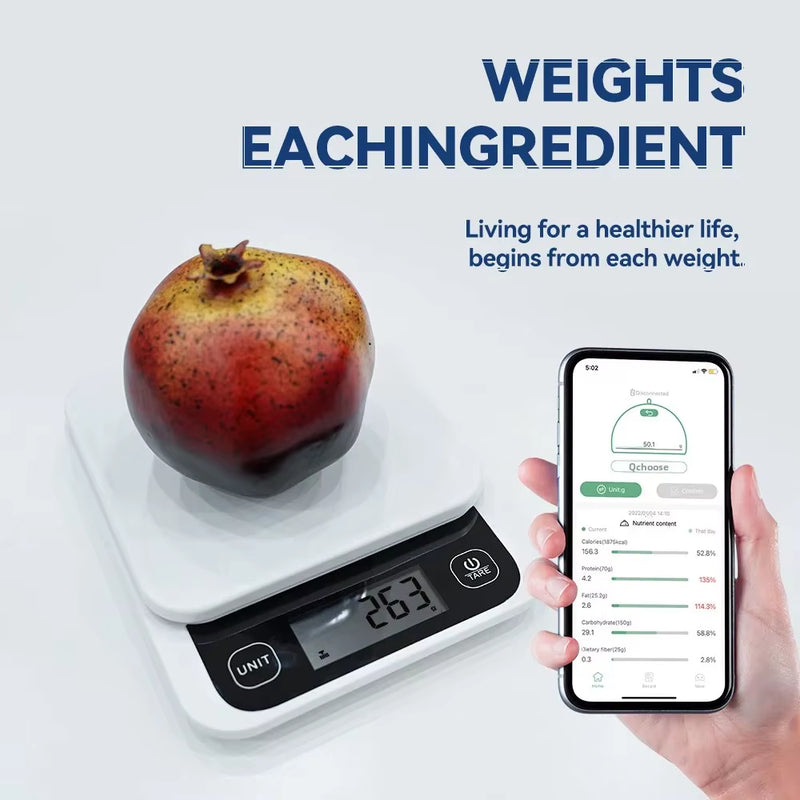 Smart Bluetooth Kitchen Scale 0.1G Precision Food Scale with Nutritional Tracking APP Digital Scale for Weight Loss Diet Fitness